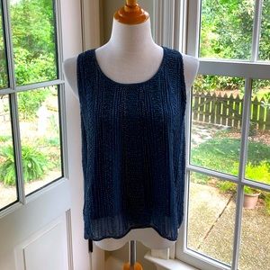 Sophie & Kate boutique embellished chiffon navy tank